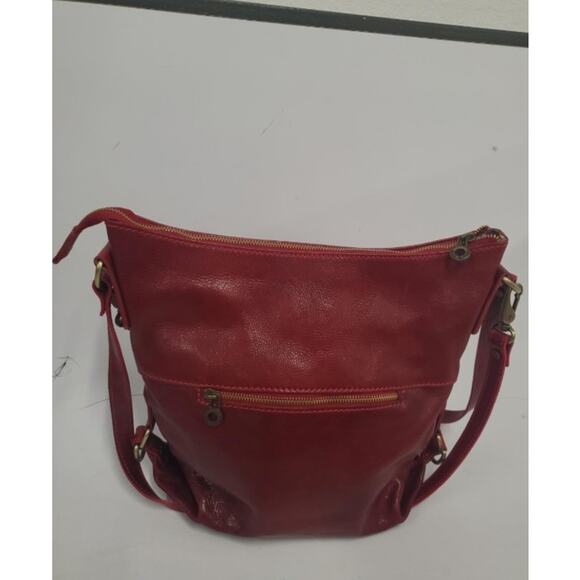 VERA PELLE XL GENUINE LEATHER RED SHOULDER BAG  MADE IN ITALY - Picture 3 of 9
